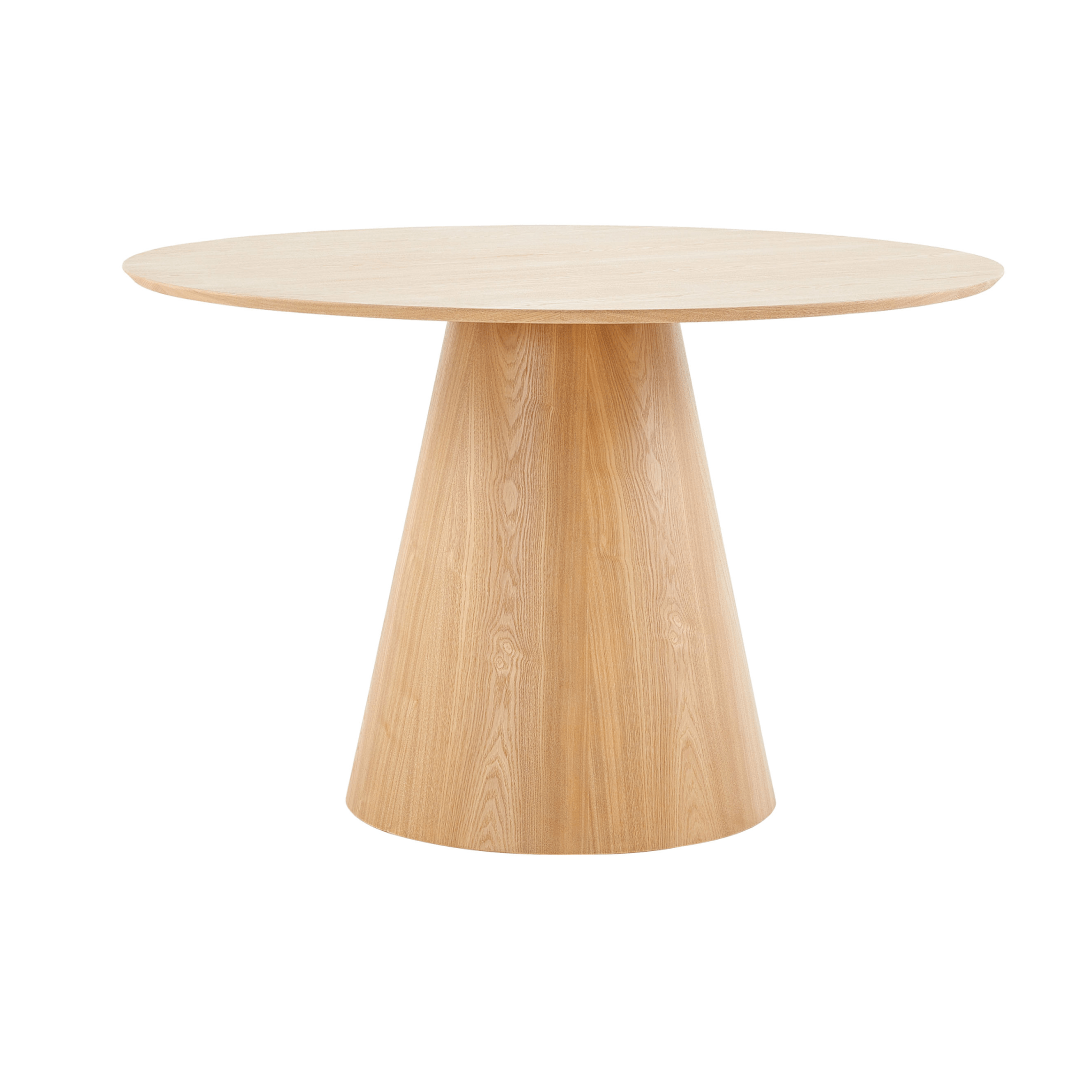 naturel eettafel rond met houten centrale poot 120 cm breed