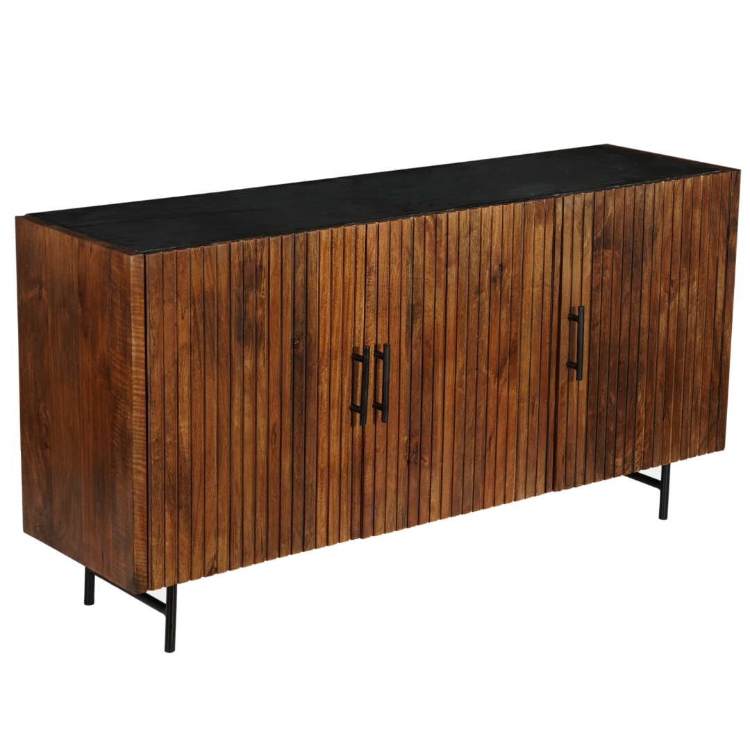 mangohouten dressoir met latjes op de deurtjes 145 cm breed