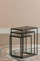 set van 3 rechthoekige salontafels van zwart mangohout